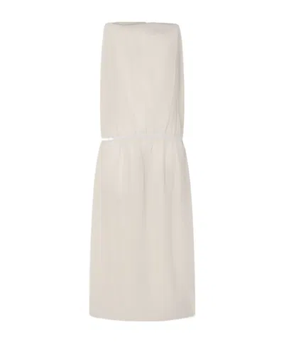 Khaite Tia Cotton And Silk-blend Midi Dress In Brown