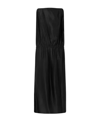 Khaite Tia Satin-twill Midi Dress In Purple