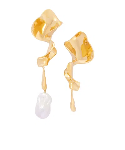 Khaite Tidal Gold-plated Faux Pearl Earrings In White