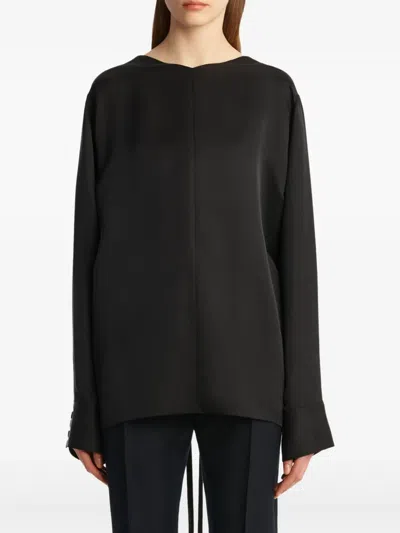 Khaite Tie-back Long-sleeve Top In Blue