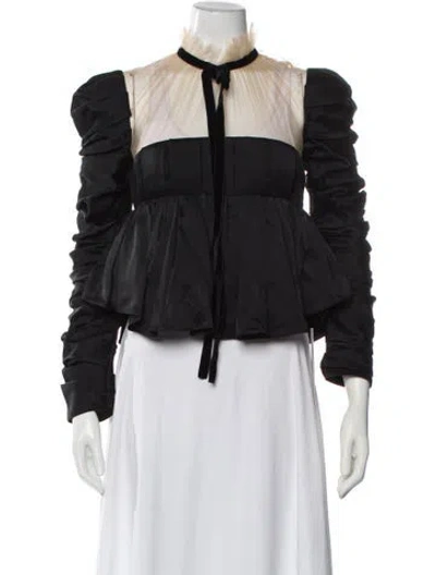 Pre-owned Khaite Tie Neck Long Sleeve Blouse In Black