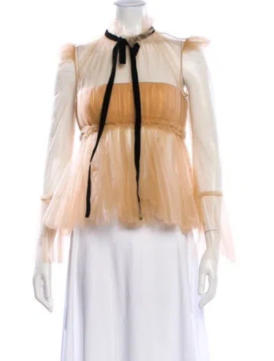 Pre-owned Khaite Tie Neck Long Sleeve Blouse In Neutral