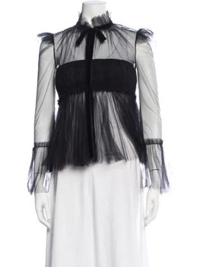 Pre-owned Khaite Tie Neck Long Sleeve Blouse In White