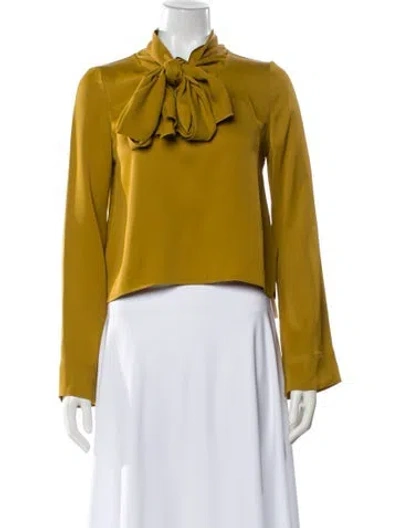 Pre-owned Khaite Tie Neck Long Sleeve Blouse In Yellow