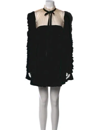 Pre-owned Khaite Tie Neck Mini Dress W/ Tags In Black/neutrals