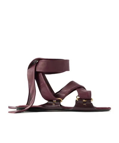 Khaite Boden Tie-detailed Leather Sandals In Burgundy
