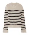 Khaite And Navy Blue Striped Merino Wool Sweater In Nude