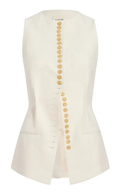 Khaite Tilder Buttoned Linen-blend Top In White