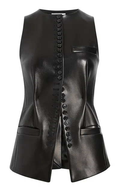 Khaite Tilder Sleeveless Leather Top In Black