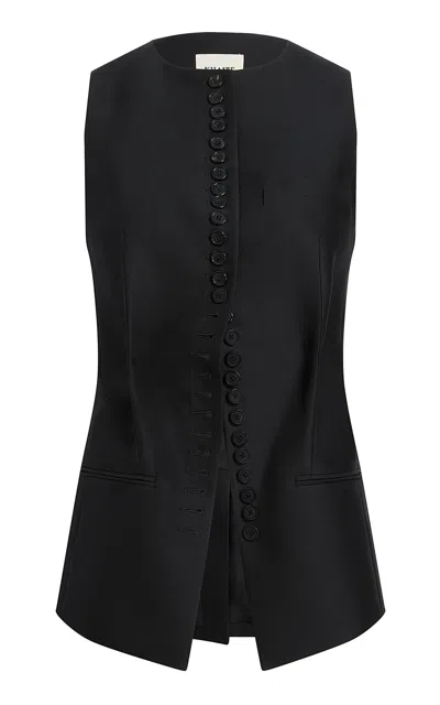 Khaite Tilder Sleeveless Wool-silk Top In Black