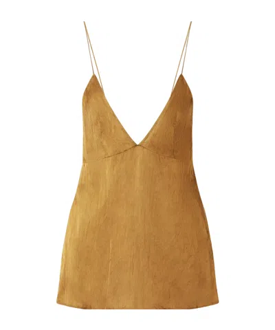 Khaite Timy Crinkled-voile Camisole In Brown
