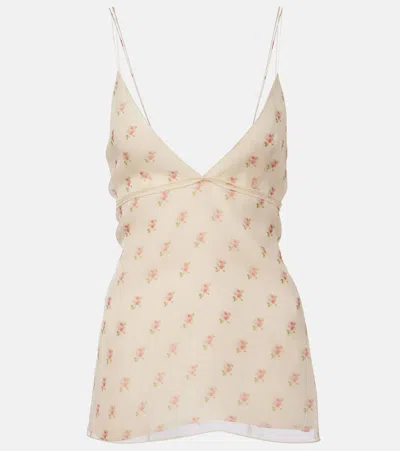 Khaite Timy Floral Silk Organza Camisole In Brown