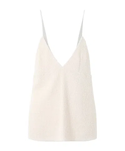 Khaite Timy Frayed Organza-trimmed Cotton-blend Bouclé Camisole In Animal Print