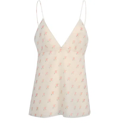 Khaite Timy Floral-printed Silk Organza Camisole Top In Pink