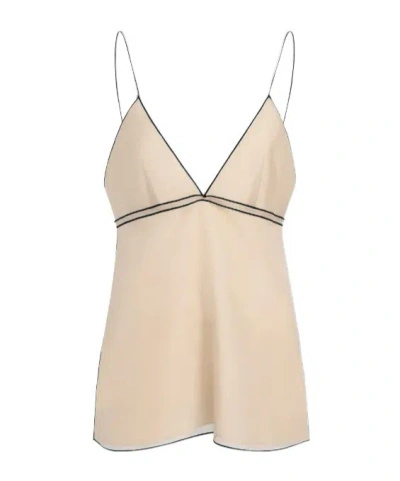 Khaite Timy Sheer V-neck Camisole Top In Brown