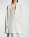 Khaite Tito Cotton V-neck Top In White