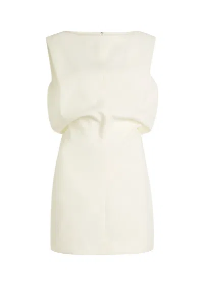 Khaite Toma Sculpted Cotton-canvas Mini Dress In White