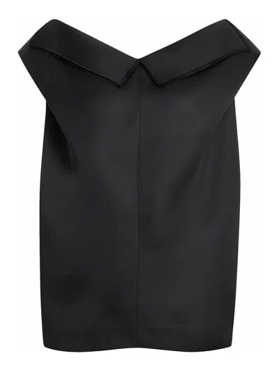 Khaite Silk Gazar Top In Black