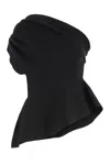 Khaite Aimee Asymmetric One-shoulder Wool-blend Peplum Top In Black