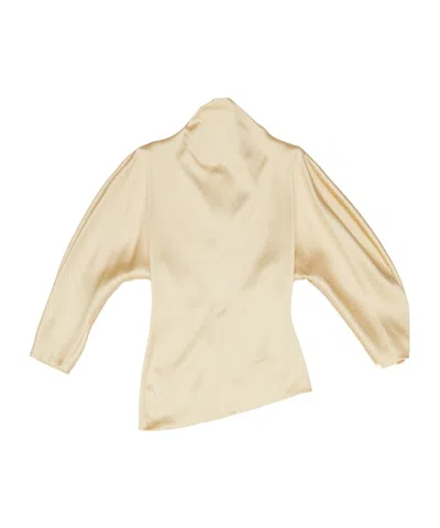 Khaite Harlow Draped Satin Blouse In Neutral