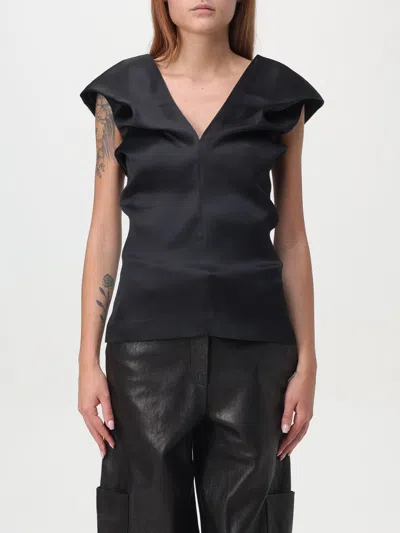 Khaite V-neck Silk Top In Black