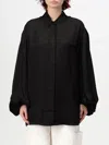 Khaite Bam Balloon-sleeve Oversized Button-down Top In Schwarz