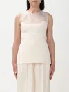 Khaite Sasmo Sleeveless Crepe And Mesh Top In White