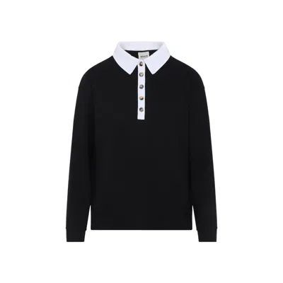 Khaite Silk Long-sleeved Polo T-shirt In Black