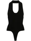 Khaite Black Halterneck High Cut Bodysuit