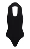 Khaite Toto Jersey Halter Bodysuit In Black