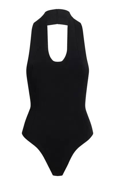 Khaite Toto Jersey Halter Bodysuit In Black