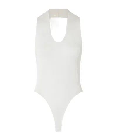 Khaite Toto Stretch Knit Backless Bodysuit In White
