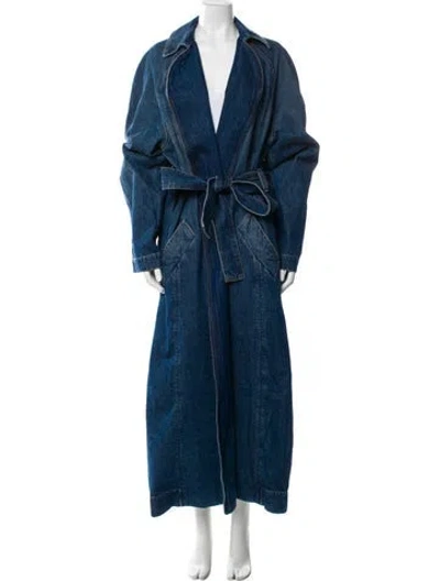 Pre-owned Khaite Trench Coat In Blue