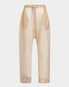 Khaite Trenton Pleated Silk-organza Tapered Pants In Beige