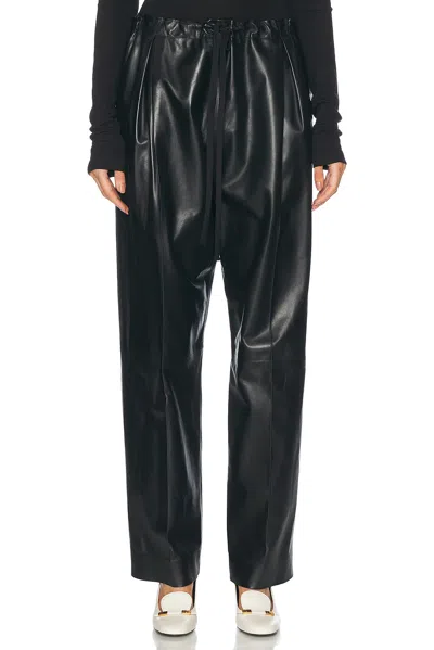 Khaite Ashford Pleated Leather Pants In Black