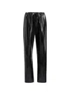Khaite Trenton Straight Drawstring Leather Pants In Black