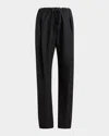 Khaite Trenton Pleated Straight-leg Pull-on Pants In Black