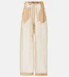 Khaite Trenton Pleated Silk-organza Tapered Pants In Beige