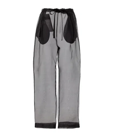 Khaite Trenton Silk-blend Organza Wide-leg Pants In Black