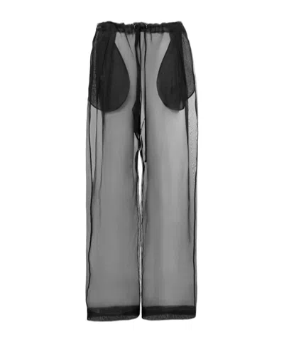 Khaite Trenton Stretch Silk Organza Pants In Gray