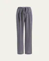 Khaite Trenton Stripe Drawstring Pants In Navy  White