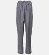 Khaite Trenton Stripe Drawstring Pants In Blau
