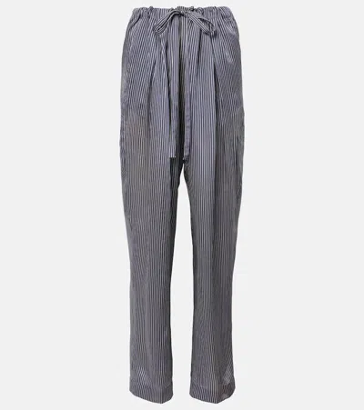 Khaite Trenton Stripe Drawstring Pants In Navy  White