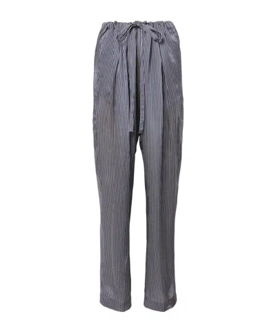 Khaite Trenton Striped Straight Pants In Gray