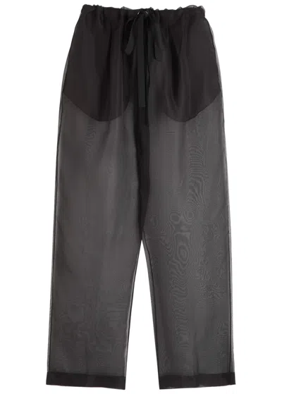 Khaite Trenton Tapered-leg Organza Trousers In Black