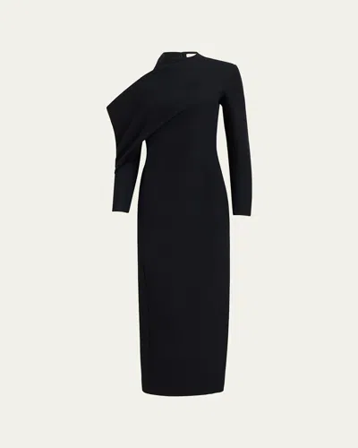 Khaite Trey Long Cold-shoulder Dress In Black