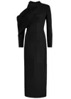 Khaite Trey Off-the-shoulder Woven Maxi Dress In Black