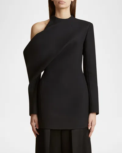 KHAITE TRISTAN DRAPED COLD-SHOULDER LONG-SLEEVE TOP