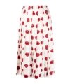 Khaite Tudi Printed Pleated Midi Skirt In White