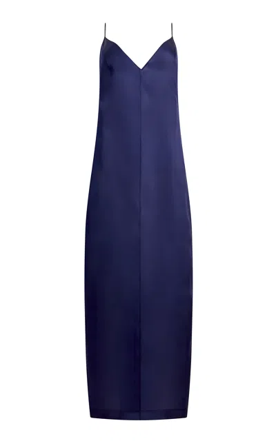 Khaite Tulula Silk-organza Midi Dress In Navy